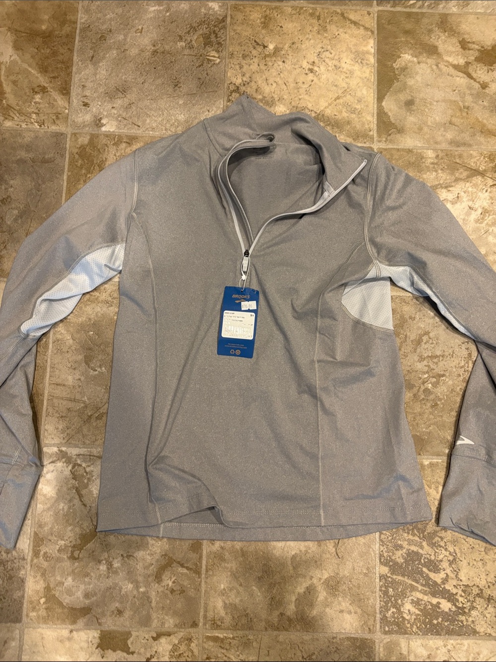 Brooks Heather Ash Gray Half-Zip Pullover
